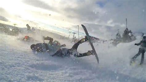 Crashing Skiers Cause Massive Pile Up In Nutty Race