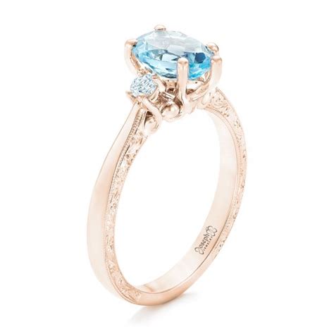14k Yellow Gold Artificial Aquamarine Gemstone Engagement Wedding Ring