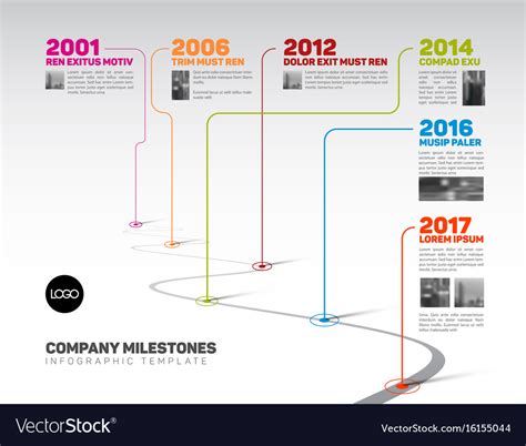 Infographic Company Milestones Timeline Template Vector Image