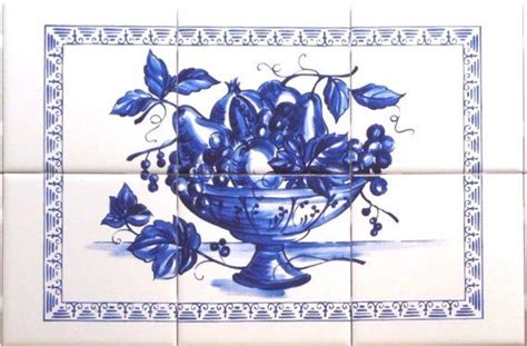 Blue Fruit Ceramic Tile Mural 6pc 18 X 12 Kiln Etsy Tile Murals