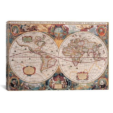 Antique World Map 18w X 12h X 075d Leather Maps Touch Of Modern