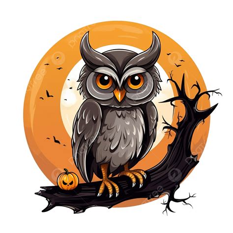 Halloween Owl Cartoon In Front Of Moon Design Holiday And Scary Theme