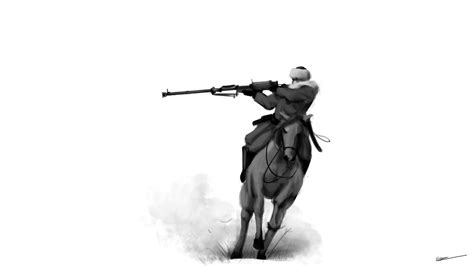 Rifle Man Riding Horse Art Soldier Gun Horse Hd Wallpaper