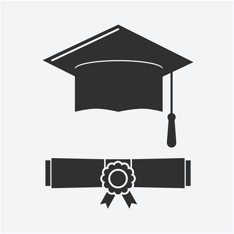 Sombrero De Graduación Silueta Y Diploma Enrollado 625804 Vector En