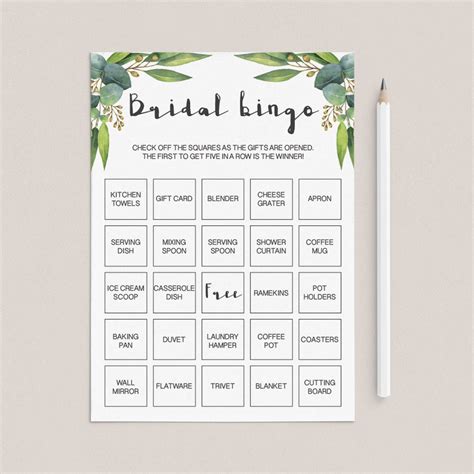 Printable Bridal Shower Bingo Cards Botanical Prefilled And Blank Cards