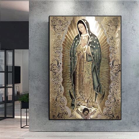 Aheng Art Pintura En Lienzo De La Virgen De Guadalupe Póster De La