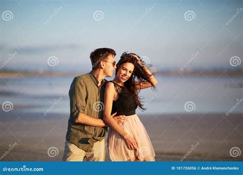 Happy Tender Young Couple Of Lovers On A Natural Background Togetherness Concept Copy Space