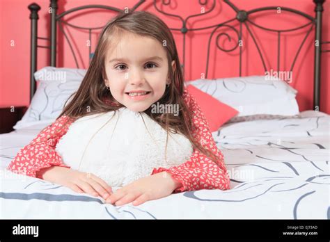 Beautiful Little Girl On Her Bedroom Stock Photo Alamy