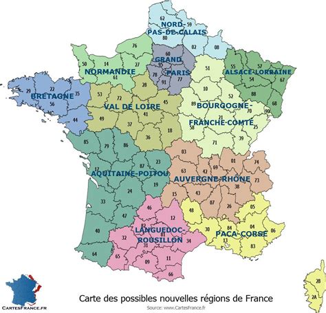La carte de france est découpée en plusieurs départements appartenant chacun à une et une seule région. Nouvelle Carte Region De France | My blog