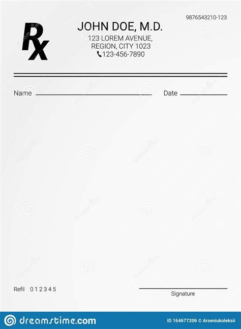 Blank Rx Prescription Form Stock Vector Illustration Of Regarding