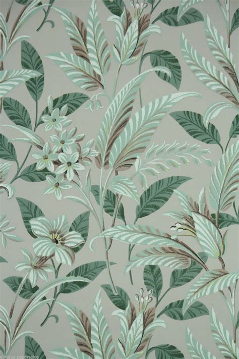 Free Download Vintage Wallpaper Large Tropical Leaf Green And Brown
