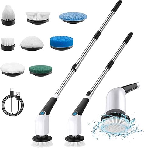 Leebein Electric Spin Scrubber Cordless Cleaning Brush With 8 Replaceable Brush