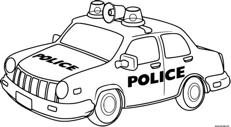 Coloriage voiture de police facile simple - JeColorie.com
