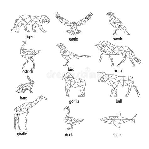 Photo About On The Image Presented Set Of Abstract Animal Silhouettes