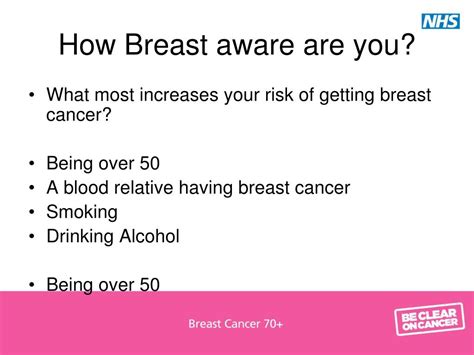 Ppt Be Clear On Cancer Breast Cancer In Women 70 North Trent Cancer
