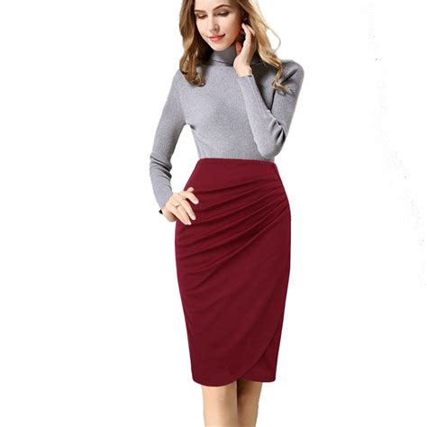 99 Fashion High Waist Solid Color Wrinkled Hip Skirt Skirt Leather