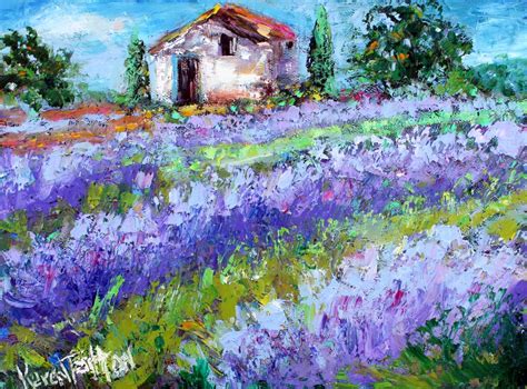 Lavender Landscape Painting Original Oil Abstract