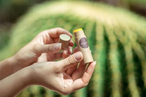 Close Up Of Womans Hands Holding A Lip Balm Stock Photo Image Of