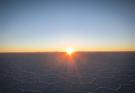Uyuni Salt Flats Bolivia Sunrise Horizon Sky Sunset Sunlight