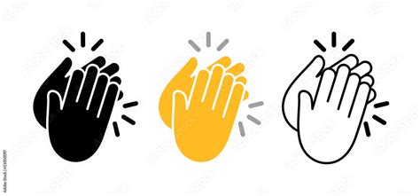 Vetor De Hand Clap Icon Of Applause Black Yellow And White Icons Of