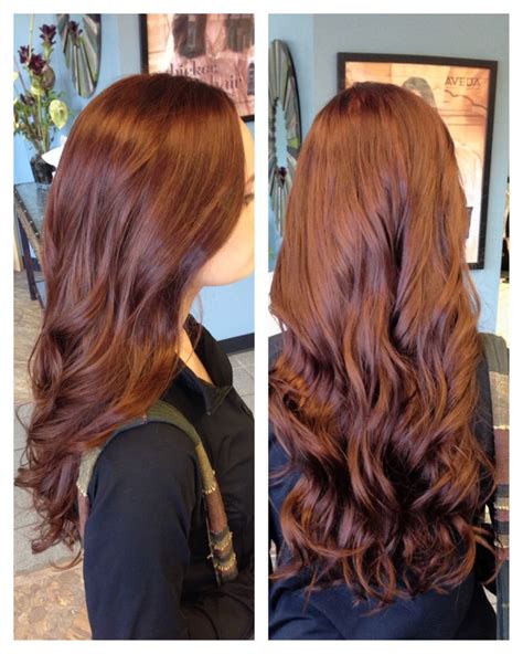 Brown Red Hair Color With Soft Curls Hair By Me Pinterest