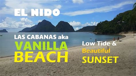 El Nido S Las Cabanas Aka Vanilla Beach At Low Tide With Beautiful Sunset The Philippines