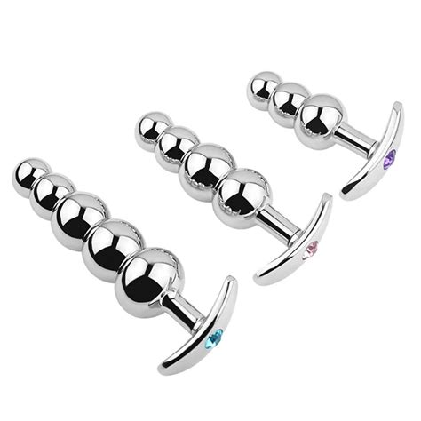 Metal Anal Beads Butt Plug Set Wearable Small Large Anal Plug G Spot Dildo Insert Vagina