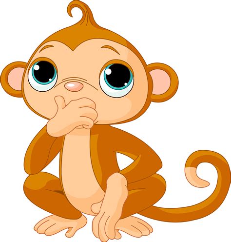 Drawing Free Content Clip Art Thinking Little Cute Cartoon Monkey Png