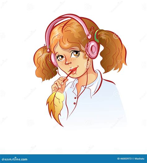 Girl In Headphones Stock Vector Illustration Of Sound 46003973