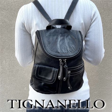 Tignanello Bags Tignanello Black Genuine Leather Backpack Purse