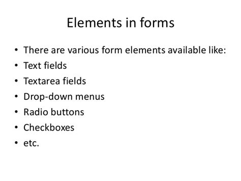 Html Form Elements