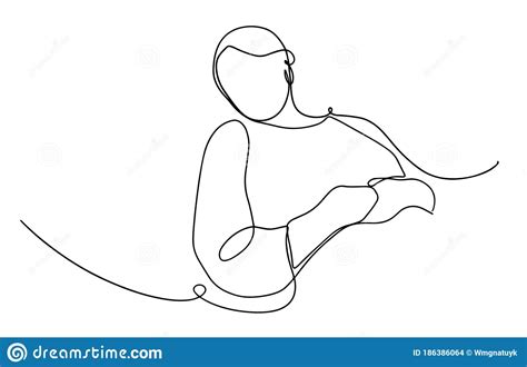 Woman Laying Down And Feeling Sick One Line Vector Drawing