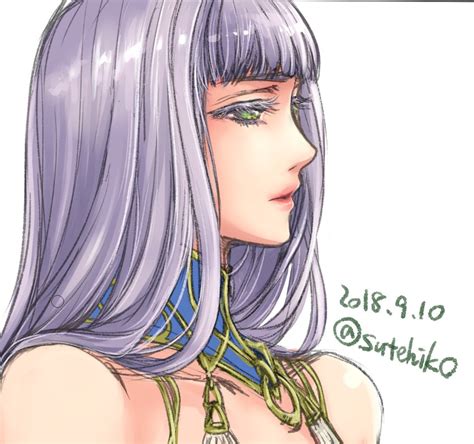 Sutehiko Lenneth Valkyrie Valkyrie Profile Series 1girl Blue Hair Dated Eyelashes Green