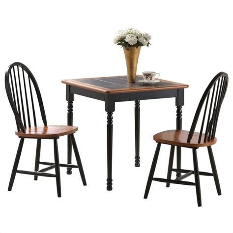 Square 3 Piece Dinette Set In Black And Cherry 70305