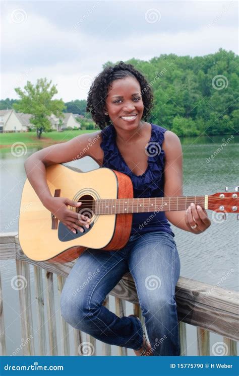 Black Woman With Guitar Stock Photo Image Of Attractive 15775790