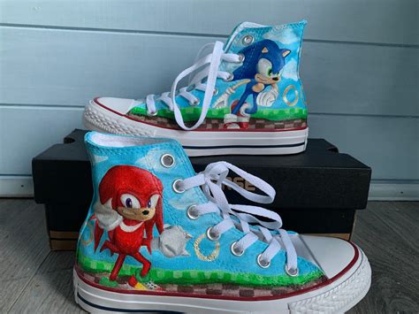 Kids Custom Sonic The Hedgehog Shoes Custom Shoes Converse Etsy
