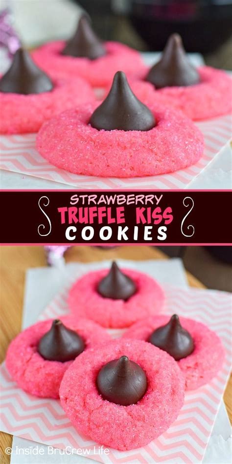 You don't need a cone to enjoy this sweet strawberry treat. Strawberry Truffle Kiss Cookies in 2020 | Strawberry cake mix cookies, Valentines recipes ...