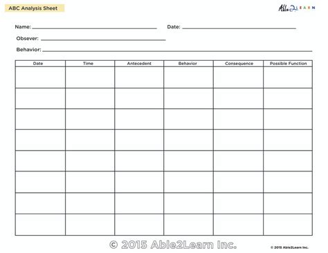 Free Printable Abc Behavior Chart Printable Templates