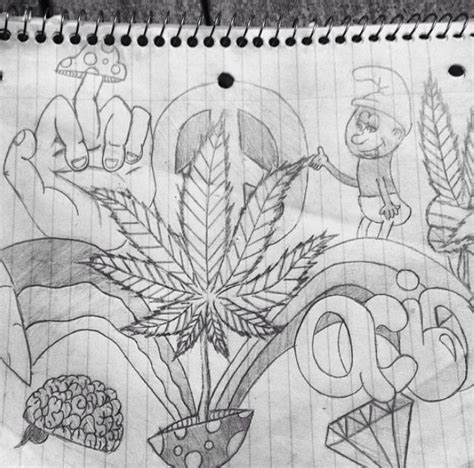 Trippy Stoner Drawings Black And White
