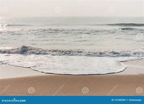 Foamy Waves On Calm Beach Stock Image Image Of Outdoor 121483501