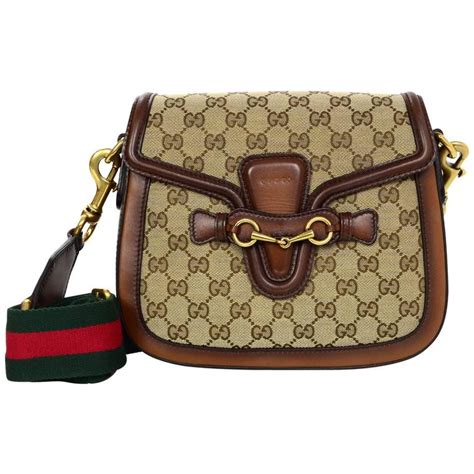 Gucci Brown Classic Gg Monogram Canvas Medium Lady Web Crossbody Bag At