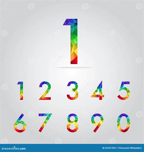 Polygon Number Alphabet Colorful Font Style Vector Illustration