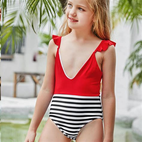 mädchen badeanzug kinder badeanzug flash panel kontrast einteiliger bikini günstig kaufen