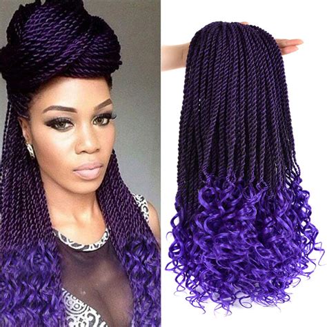 Buy 18 Inch Senegalese Twist Crochet Hair With Curly Ends Purple