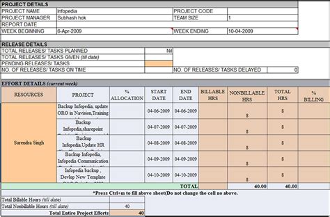 One Page Project Status Report Template Excel Pdf Template