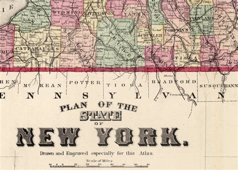 Old Map Of New York State 1895 Vintage Map Wall Map Print Vintage