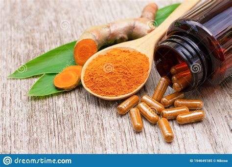 Tumeric Herbal Medicine Capsule Stock Image Image Of Orange Curcuma