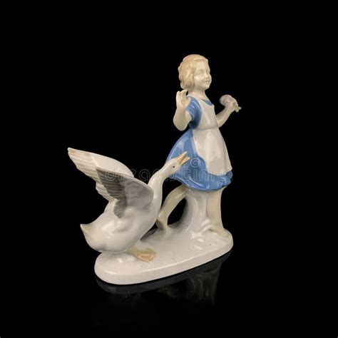 Porcelain Figurine Of A Young Girl With A Goose Porcelain Vintage Girl