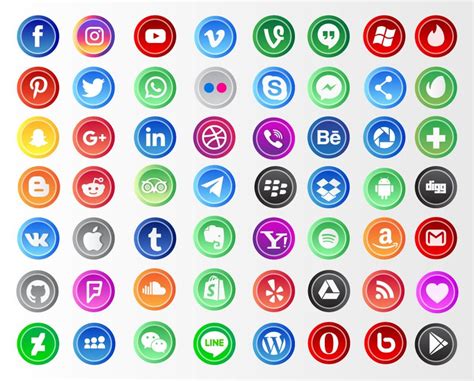 Social Media Icon Set Social Media Button Vector Icon Etsy