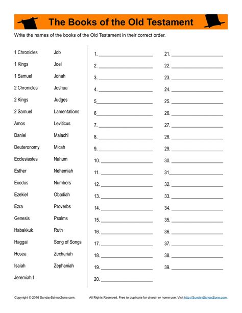 Free Printable Books Of The Bible Worksheets
